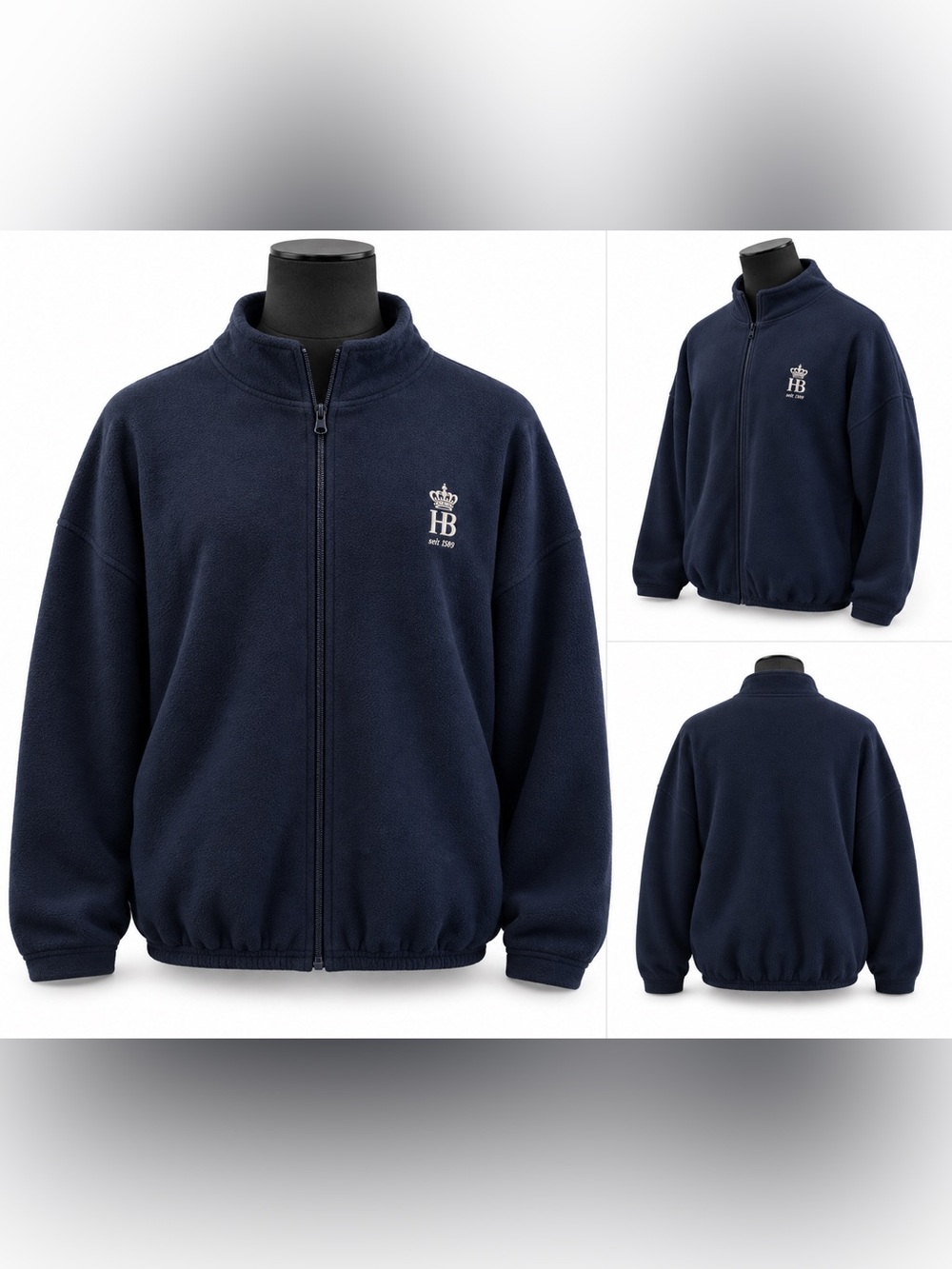 Hofbräuhaus Navy Full-Zip Fleece Sweater - Men
